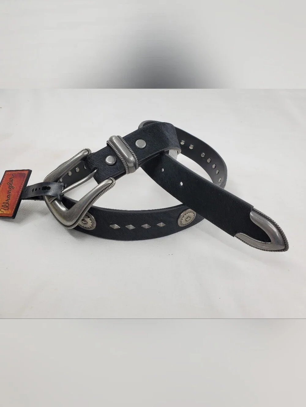 Wrangler Women's Black Leather Western Belt with Silver Hardware